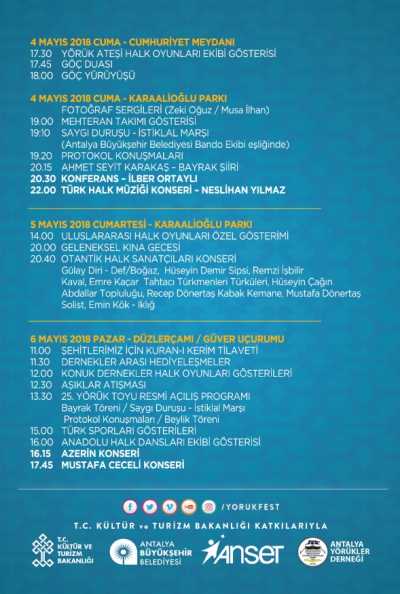 Antalya Büyükşehir Belediyesi,4. Uluslararası Antalya Yörük Festivali, Program